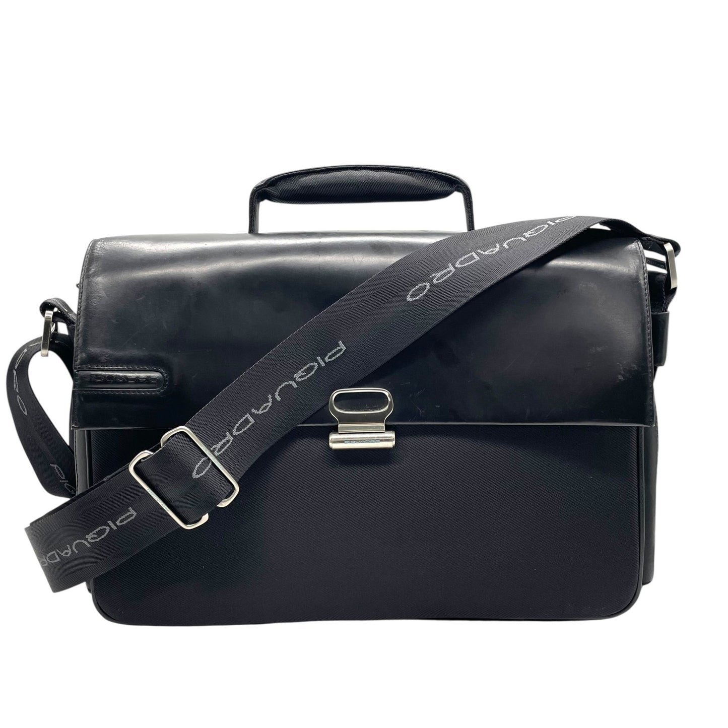 ピクアドロ Piquadro ビジネスバッグ ショルダーバッグ ナイロン×レザー 黒 ブラック メンズ 通勤 2WAY イタリア製 E