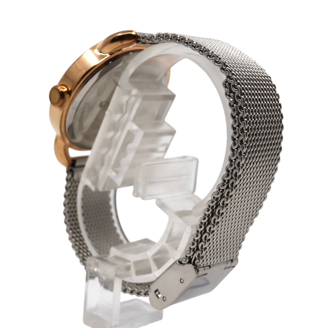 美品 電池交換済 コーチ 腕時計 CA.105.7.95.1319 レディース クオーツ シグネチャー柄文字盤 ピンクゴールド シルバー コンビカラー メッシュベルト エレガント フェミニン ドレスウォッチ クリーニング済み G3