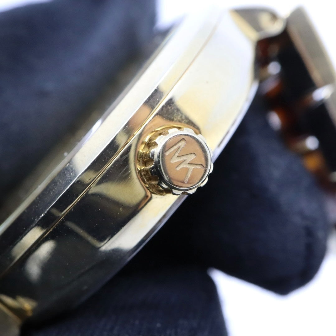 美品 電池交換済 クリーニング済 マイケルコース MICHAEL KORS 腕時計 MK-6471 レディースウォッチ クォーツ ゴールド べっ甲柄 ステンレススチール アナログ マルチファンクション エレガント クラシック ドレスウォッチ 稼働品 G3