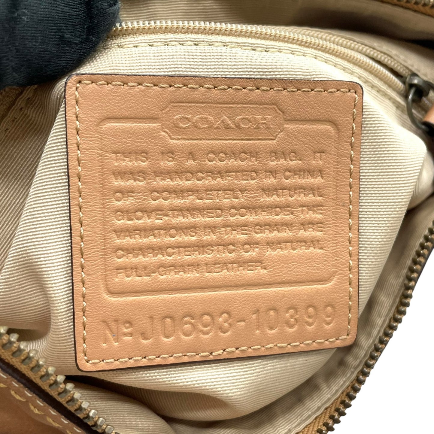 COACH コーチ ショルダーバッグ 茶 ブラウン オールレザー ゴールド金具 斜め掛け可 ロゴ 編み上げ ステッチ 10399 レディース T4