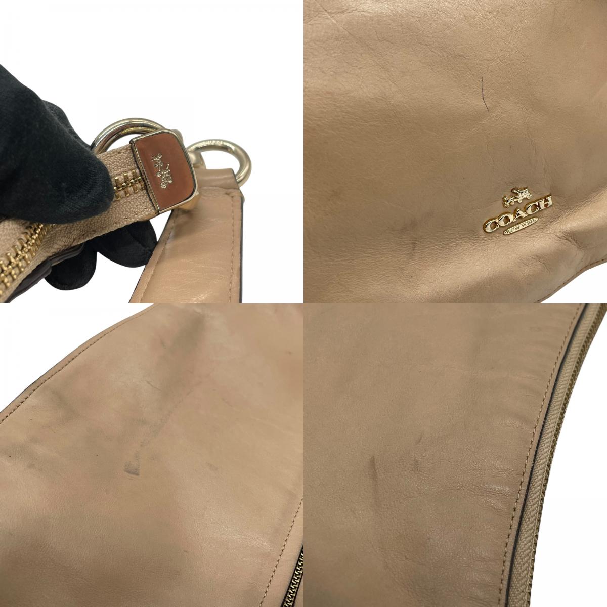 COACH コーチ チェルシー ワンショルダーバッグ ハンドバッグ ピンクベージュ レザー ゴールド金具 ホーボー 肩掛け可 ロゴ レディース T4