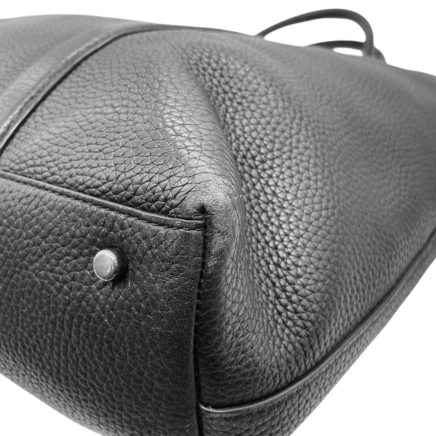 COACH コーチ 2WAY トートバッグ ショルダーバッグ 黒 ブラック レザー シボ革 シルバー金具 ロゴ 肩掛け可 斜め掛け可 ビジネス メンズ レディース J