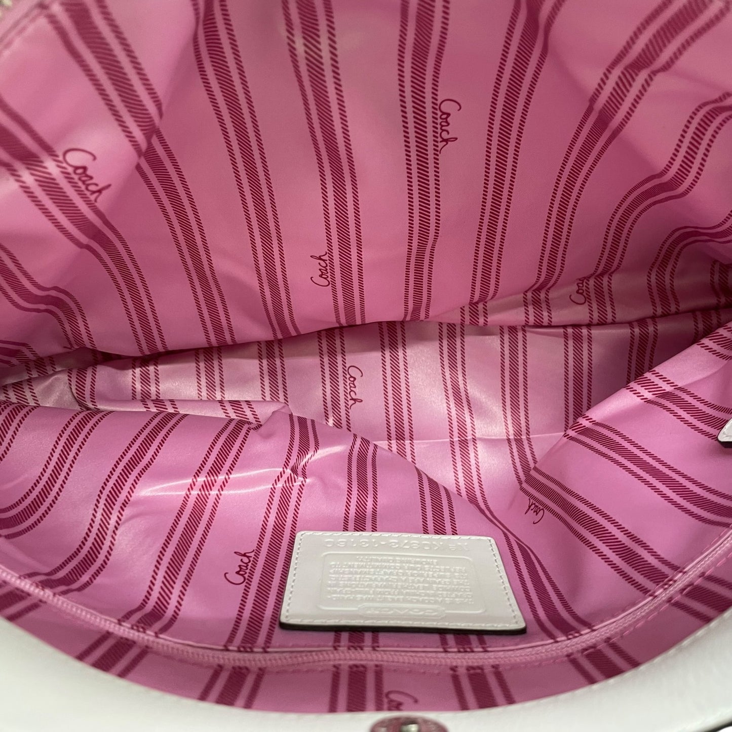 コーチ COACH トートバッグ 13160 ホワイト 白 レザー シルバー金具 ブラウン 茶色 チャーム付き A4対応 通勤 通学 S93