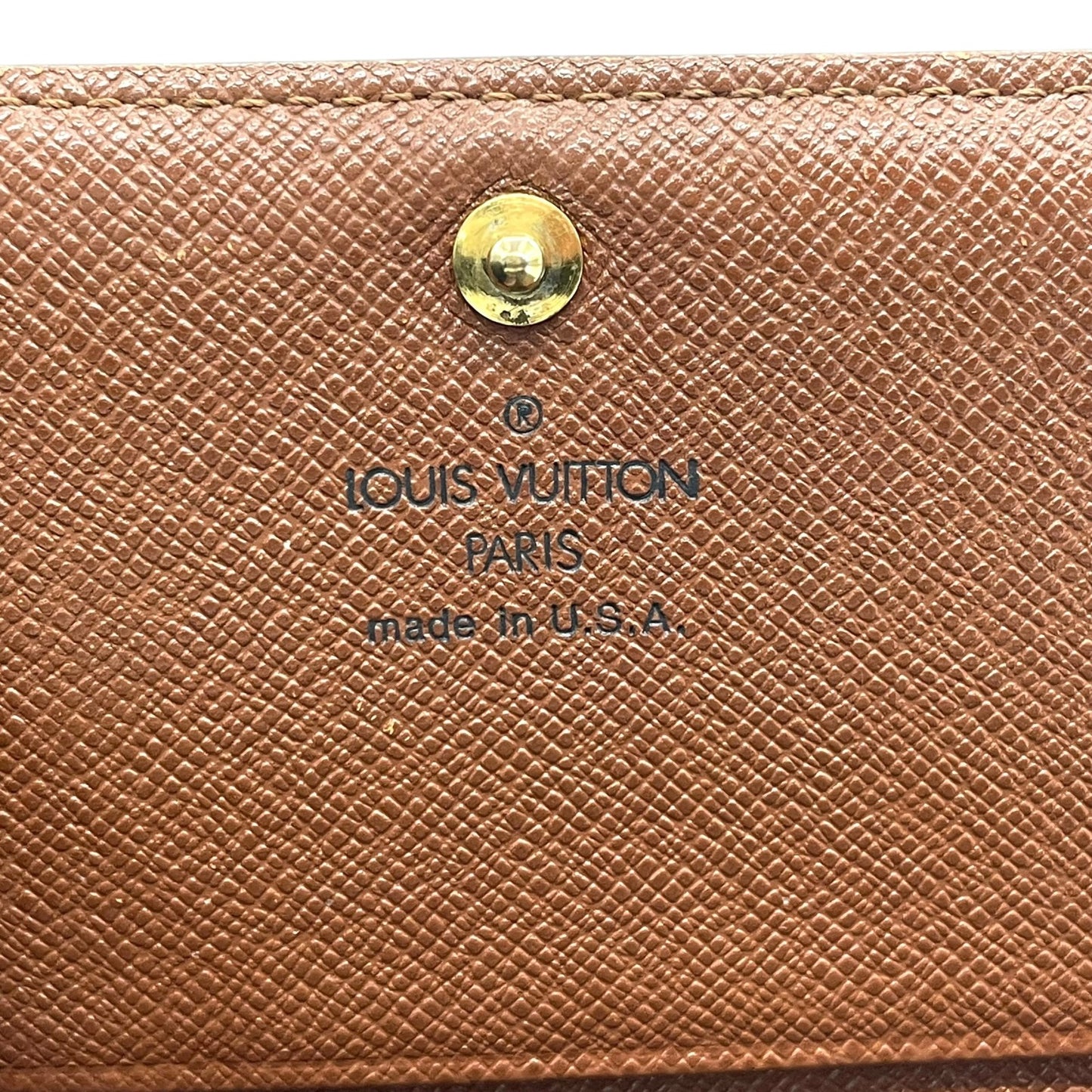 ルイ・ヴィトン LOUIS VUITTON LV モノグラム ポルトモネ ビエ トレゾール 三つ折り財布 M61730 茶色 ブラウン レザー PVC 金金具 ゴールド シリアル刻印 W1