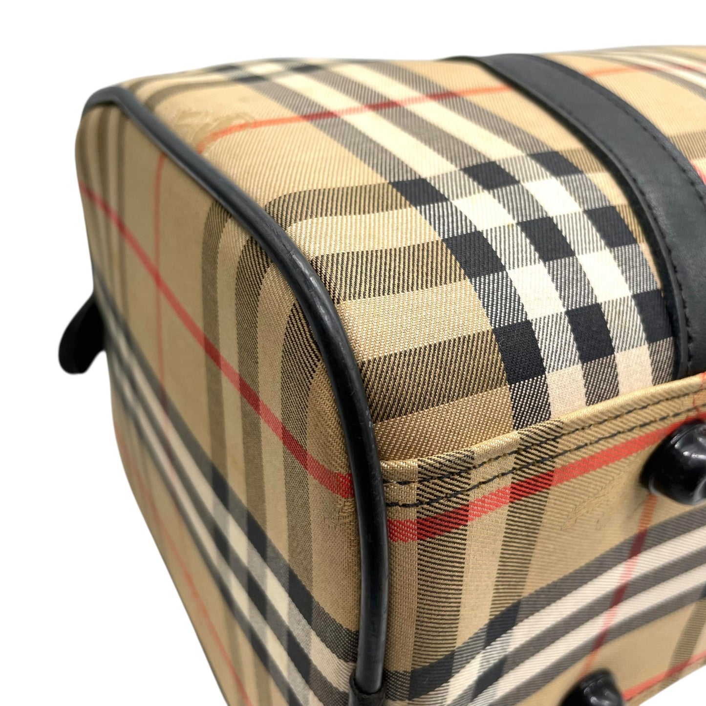 バーバリーズ Burberrys ボストンバッグ ハンドバッグ ノバチェック シャドーホース ベージュ 黒 ブラック キャンバス レザー 大容量 旅行バッグ C