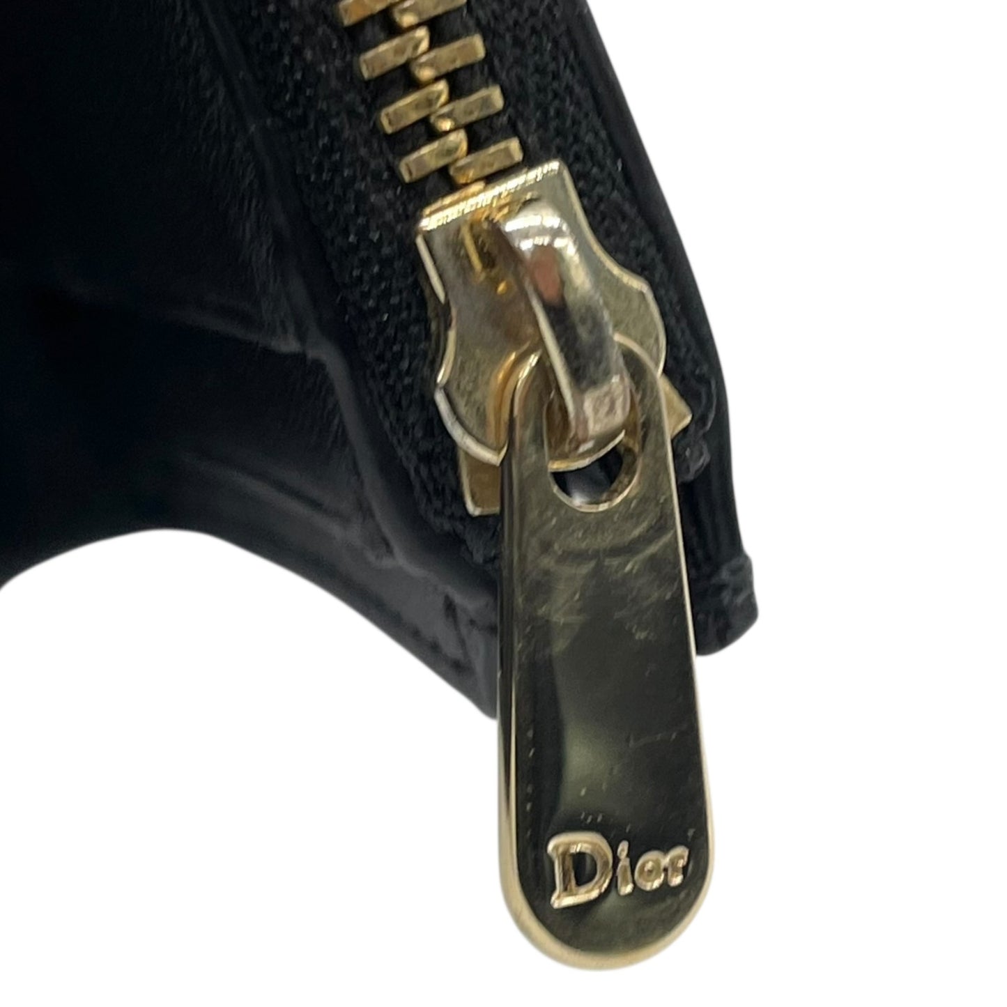 【美品】Christian Dior クリスチャンディオール モンテーニュ ロータス 三つ折り財布 コンパクトウォレット ブラック レザー CDロゴ ゴールド金具 レディース W3