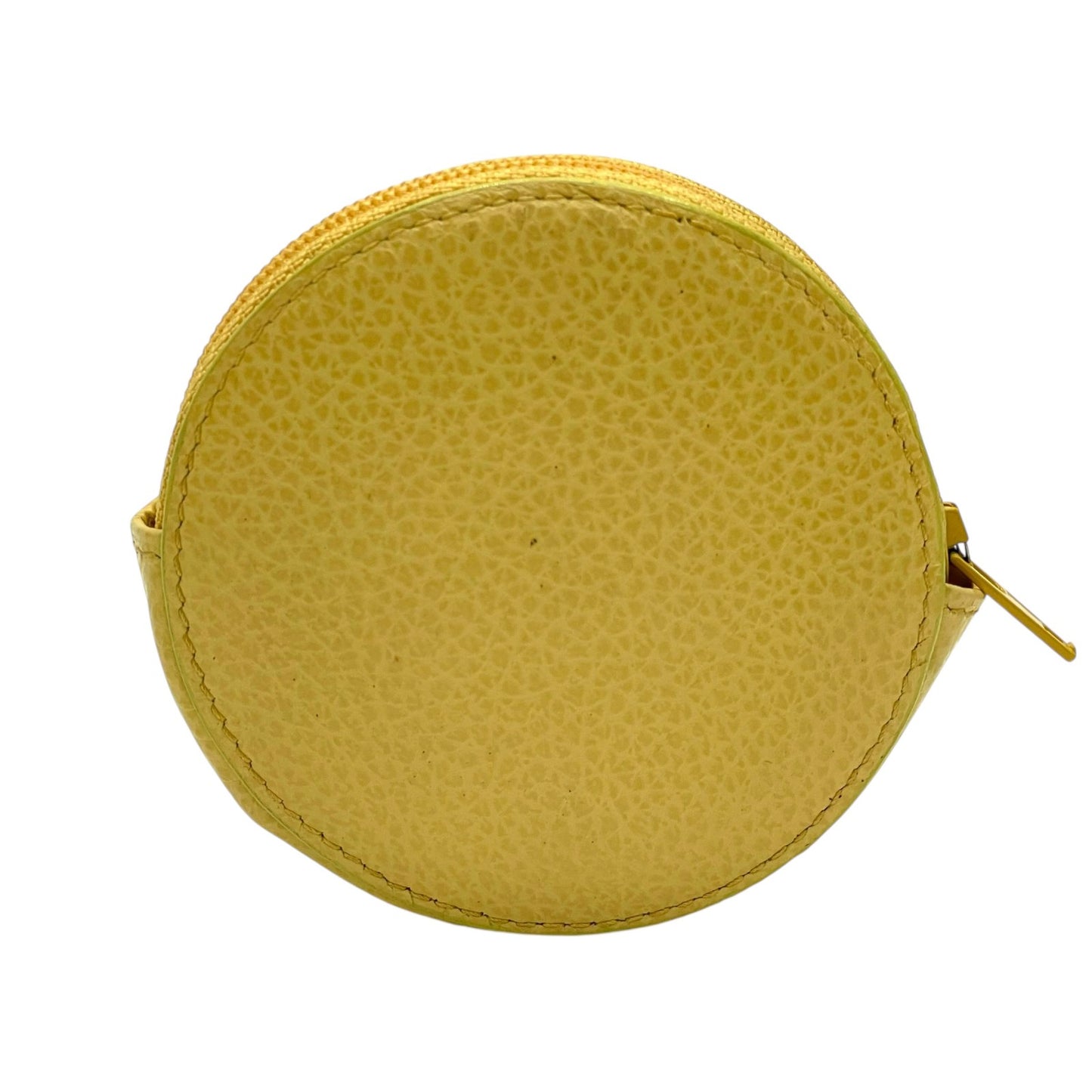 セリーヌ CELINE ラウンド サークルロゴ コインケース ベージュ ゴールド金具 金 イエロー 黄色 レザー ロゴ刻印 ヴィンテージ M3