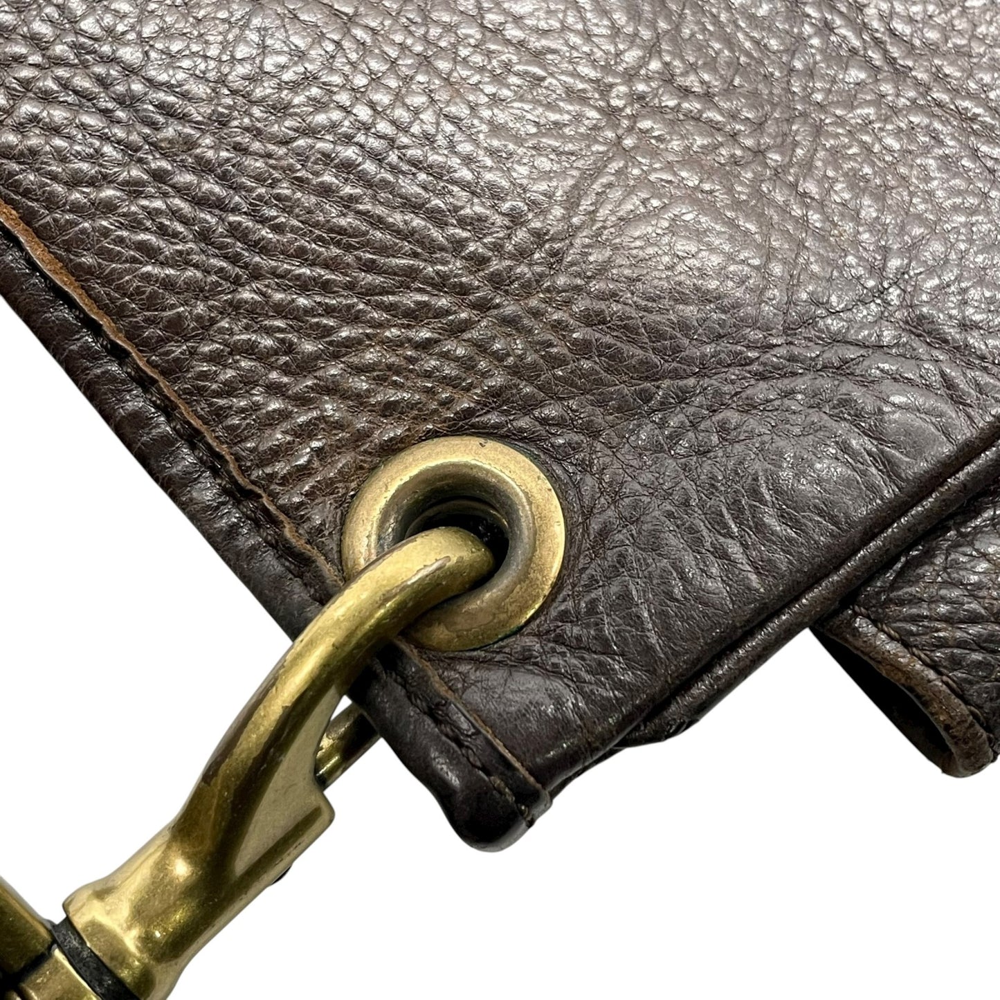 MULBERRY マルベリー ショルダーバッグ ダークブラウン レザー ターンロック ゴールド金具 k13