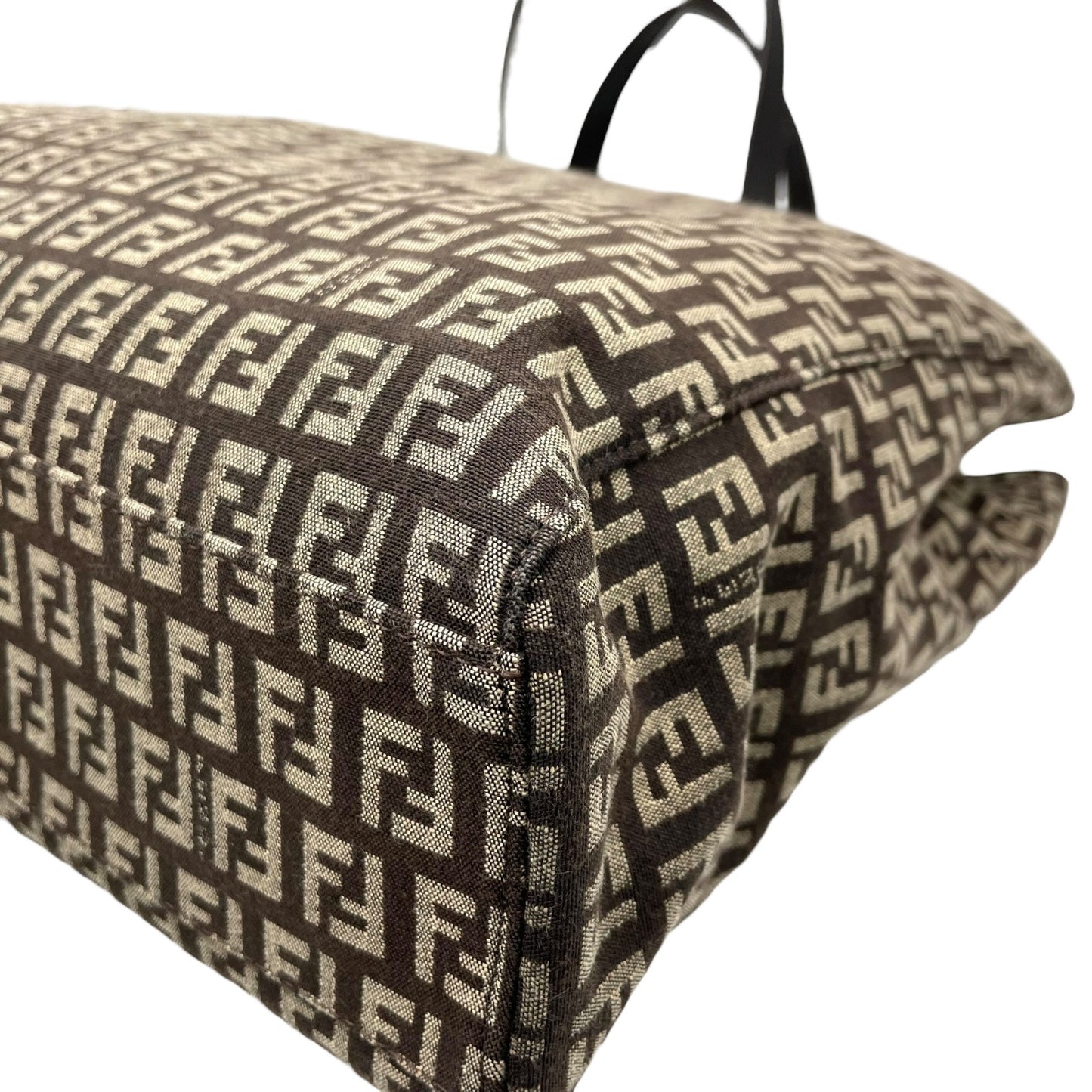 美品 フェンディ Fendi ズッキーノ トートバッグ ショルダーバッグ 大容量 FFロゴ キャンバス ブラウン レザーハンドル ビンテージ 通勤 通学 2000s