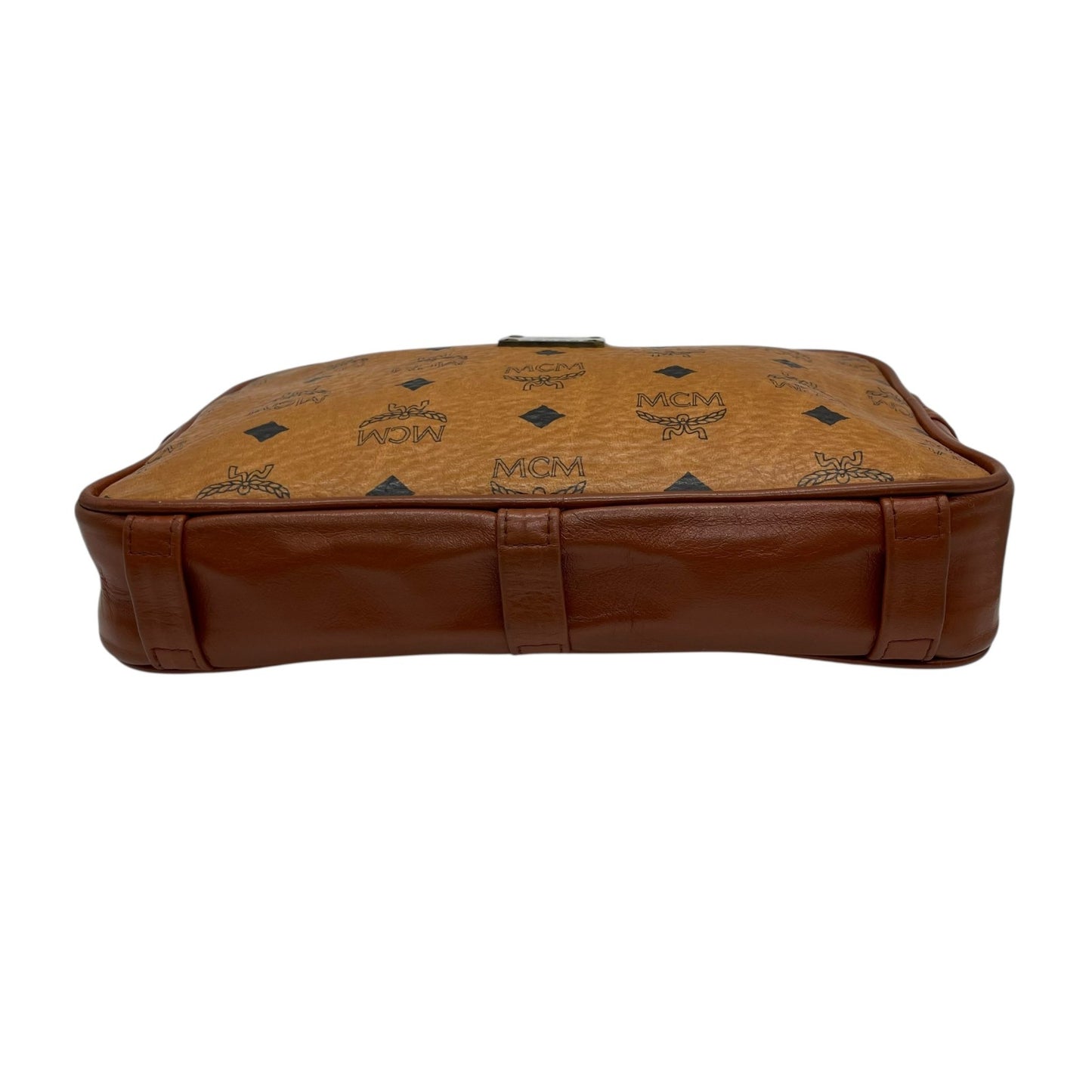 MCM ヴィンテージ ヴィセトス スクエア クラッチバッグ セカンドバッグ ブラウン モノグラム レザー切替 ゴールド金具 ユニセックス s96