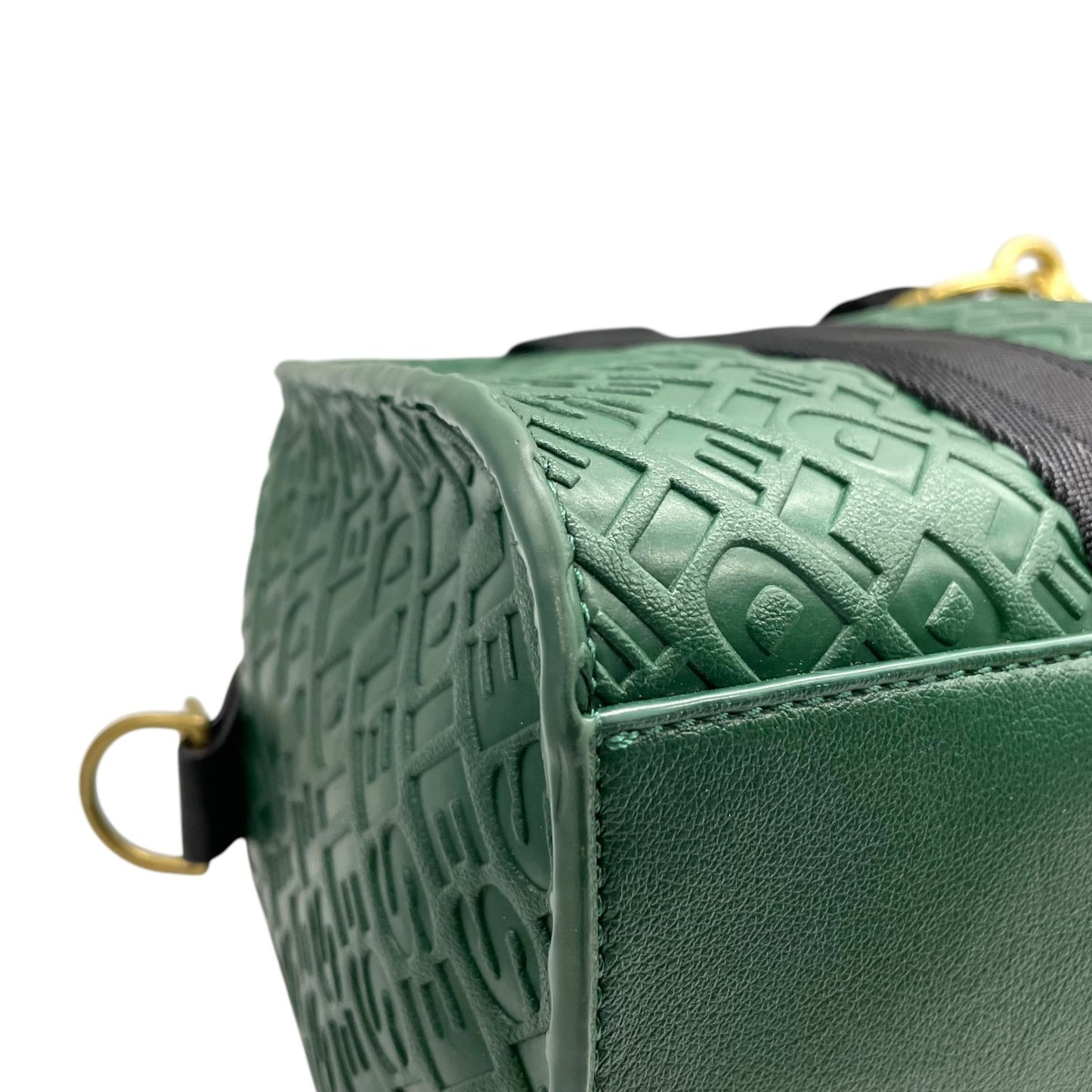 美品 DIESEL ディーゼル エンボス モノグラム ハンドバッグ 2WAY ショルダー ミニボストン 総柄 レザー 本革 グリーン 緑 2WAY ボストンバッグ ショルダーバッグ ゴールド金具 ユニセックス ファスナー開閉 Y2K label C