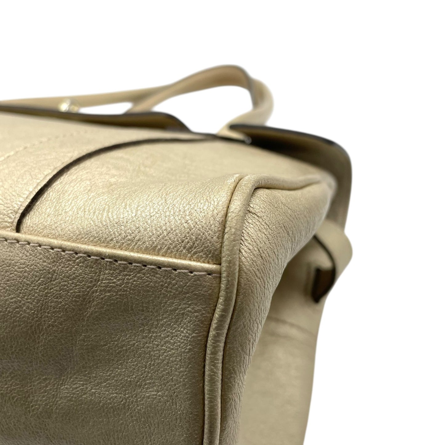 美品 マルベリー mulberry ベイズウォーター ハンドバッグ レザー 本革 ゴールドカラー ベージュ ゴールド金具 レディース フラップ ターンロック クラシック 通勤 通学 K12