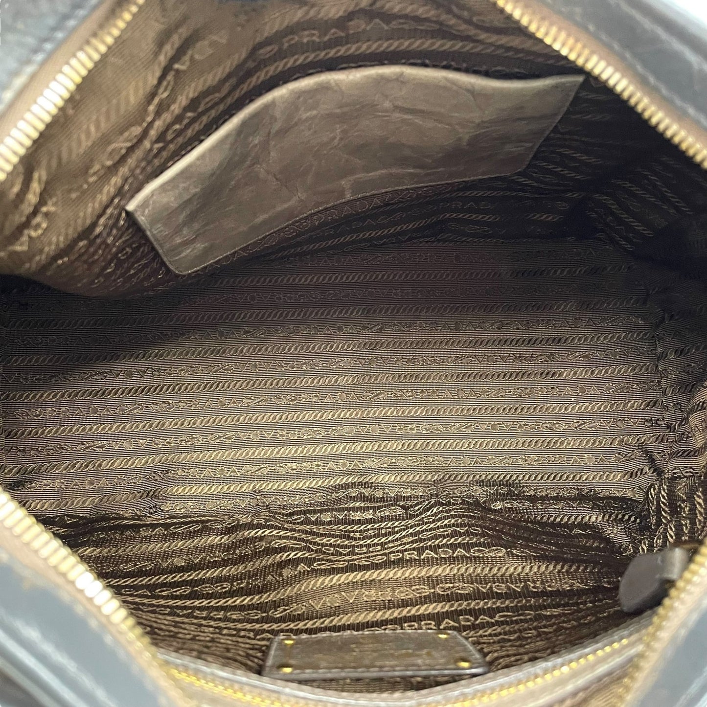 Authentic PRADA 2WAY Handbag Shoulder Bag Leather Gold Hardware Triangular Logo Dark Gray Women's Crossbody