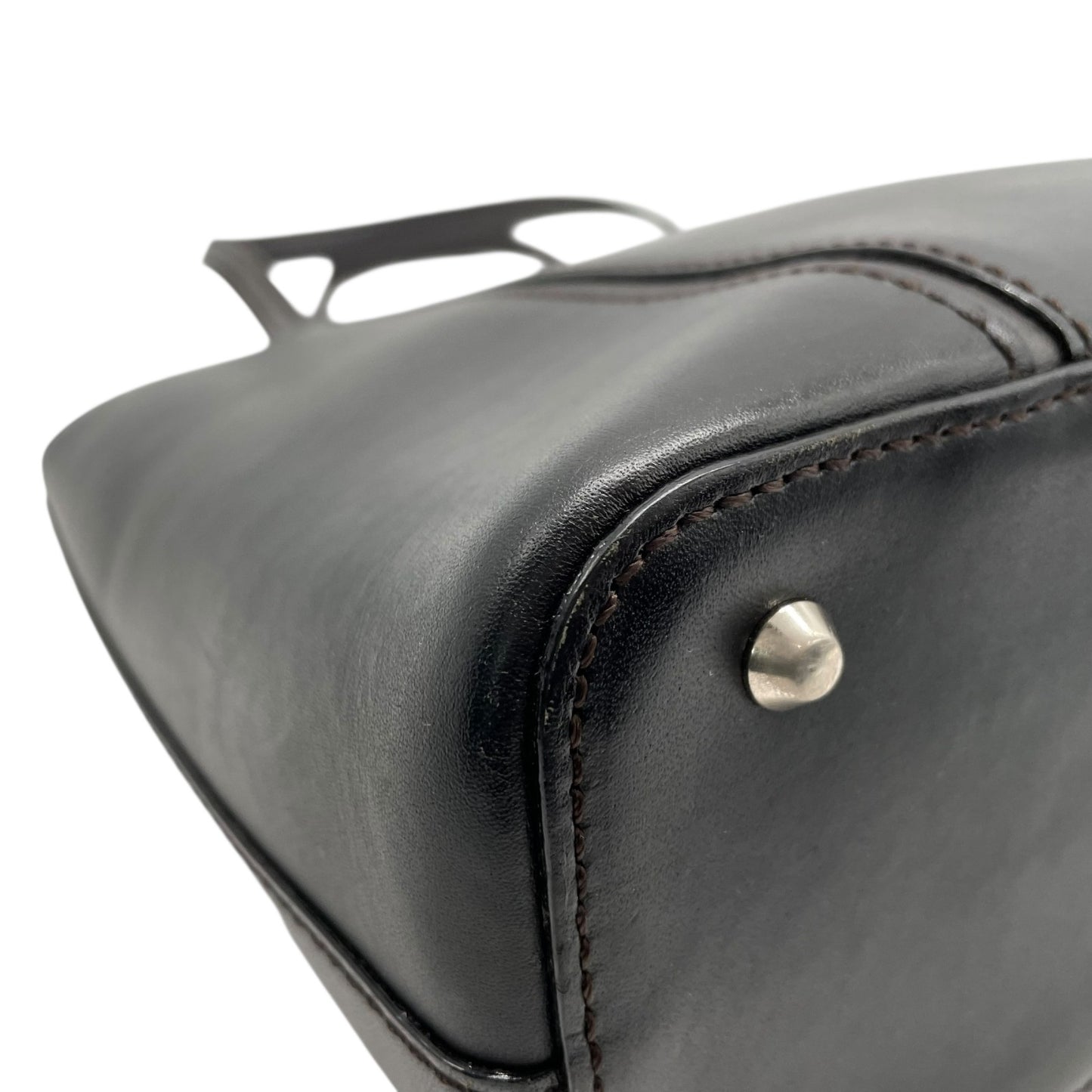 Authentic BURBERRY Handbag Leather Black Silver Hardware Logo Nova Check Women's