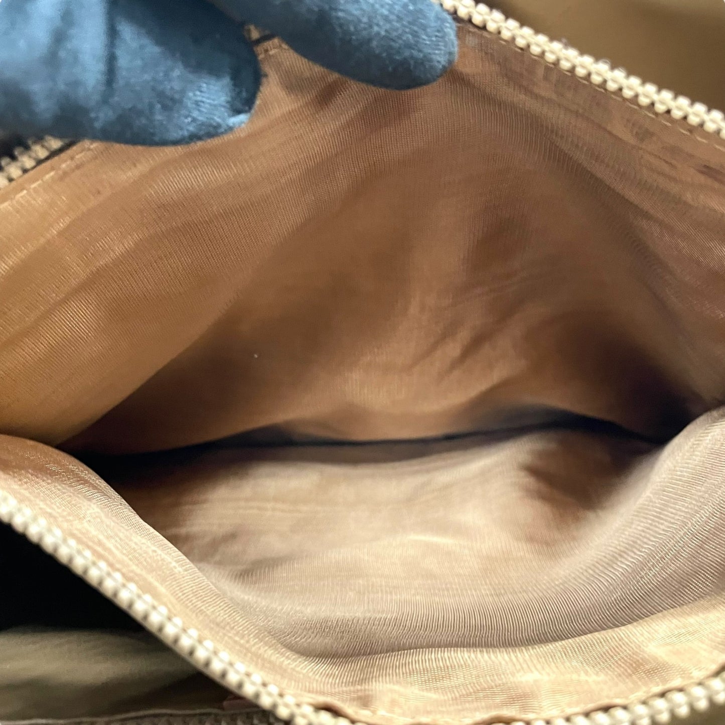 Authentic CELINE Macadam Handbag PVC Leather Vintage Beige Brown M06 Old Celine Gold Hardware Ladies