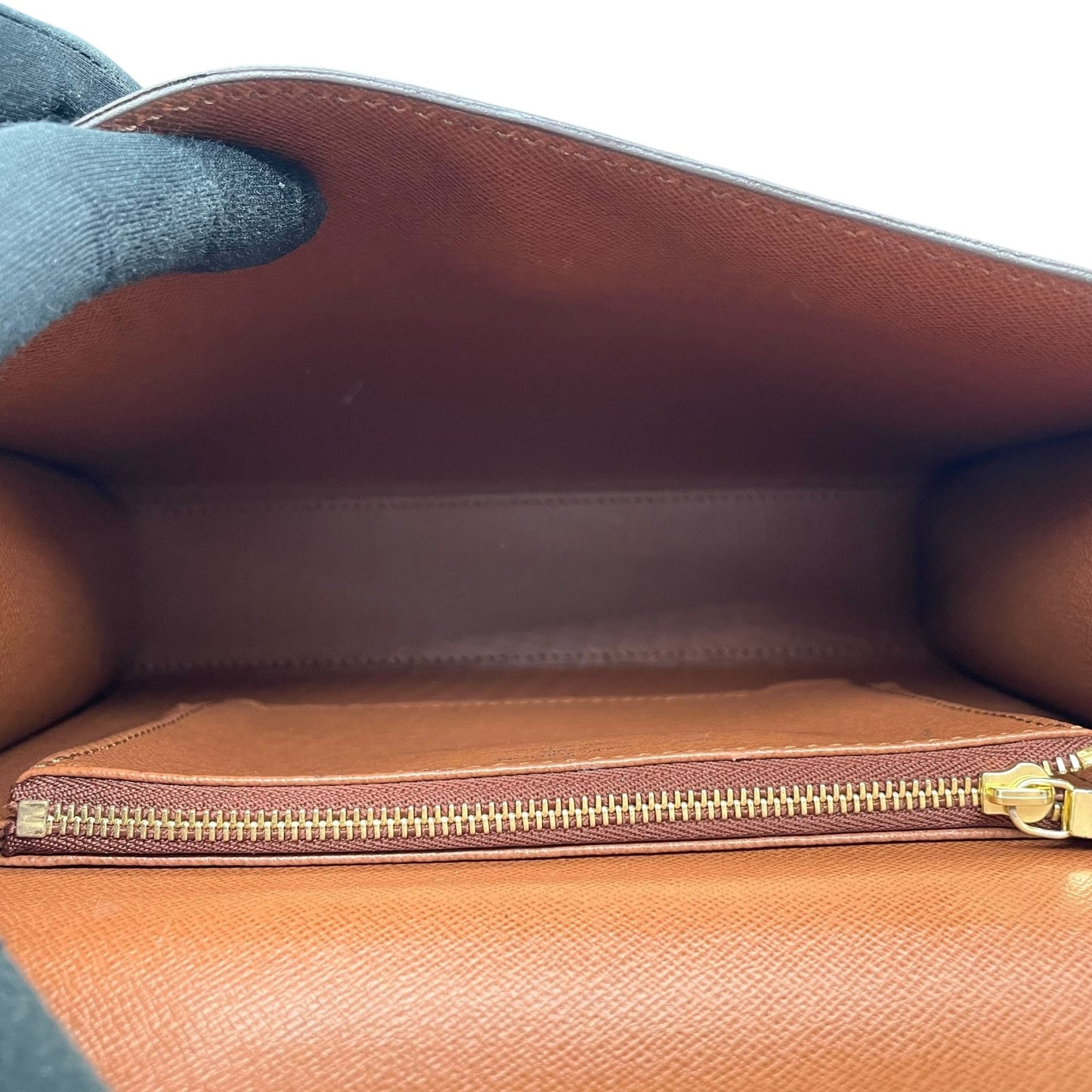 Authentic LOUIS VUITTON Monogram Marzelive Handbag M51379 Brown PVC Leather Gold Hardware Top Handle Flap Closure Women's