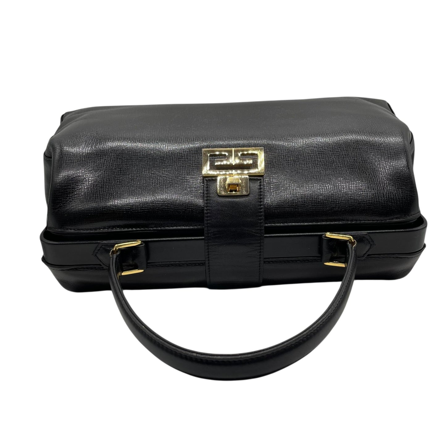 GIVENCHY ジバンシィ ジバンシー SACS ハンドバッグ 黒 ブラック レザー 本革 ゴールド金具 トップハンドル Gロゴ 手提げ レディース ヴィンテージ B5