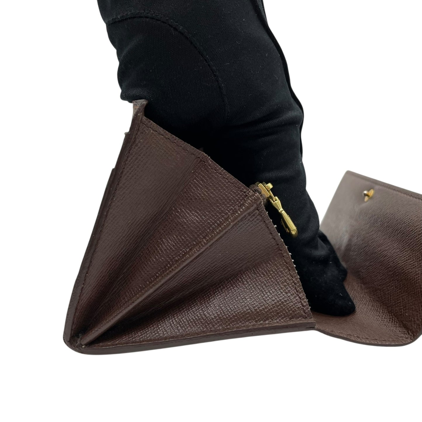 美品 LOUIS VUITTON ルイヴィトン 長財布 ダミエ ポルトフォイユサラ N61734 茶 ブラウン PVC レザー ゴールド金具 メンズ レディース H1