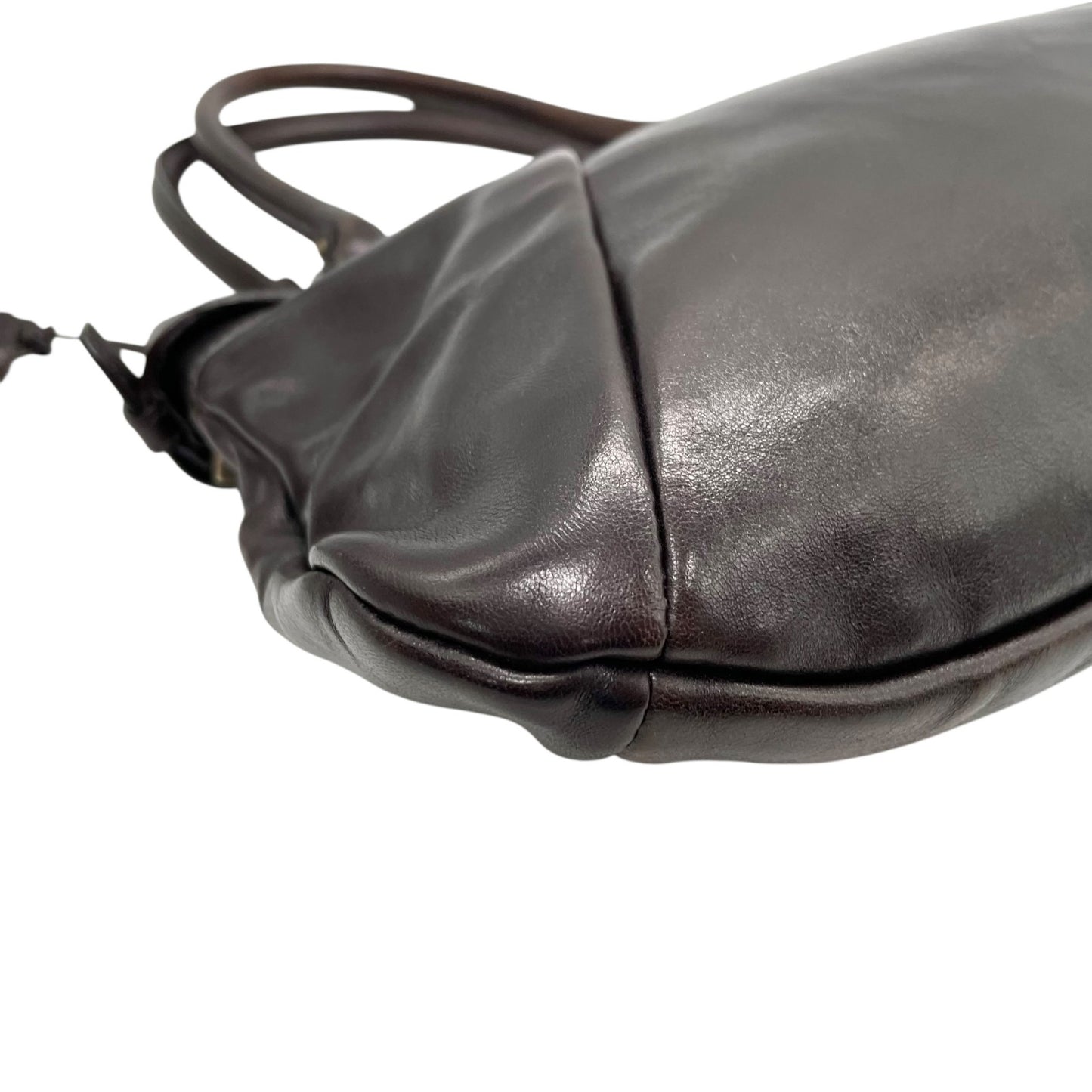 美品 Salvatore Ferragamo フェラガモ ガンチーニ ハンドバッグ レザー 茶 ダークブラウン マリッサ シルバー金具 クロシェット レディース 手提げ K6