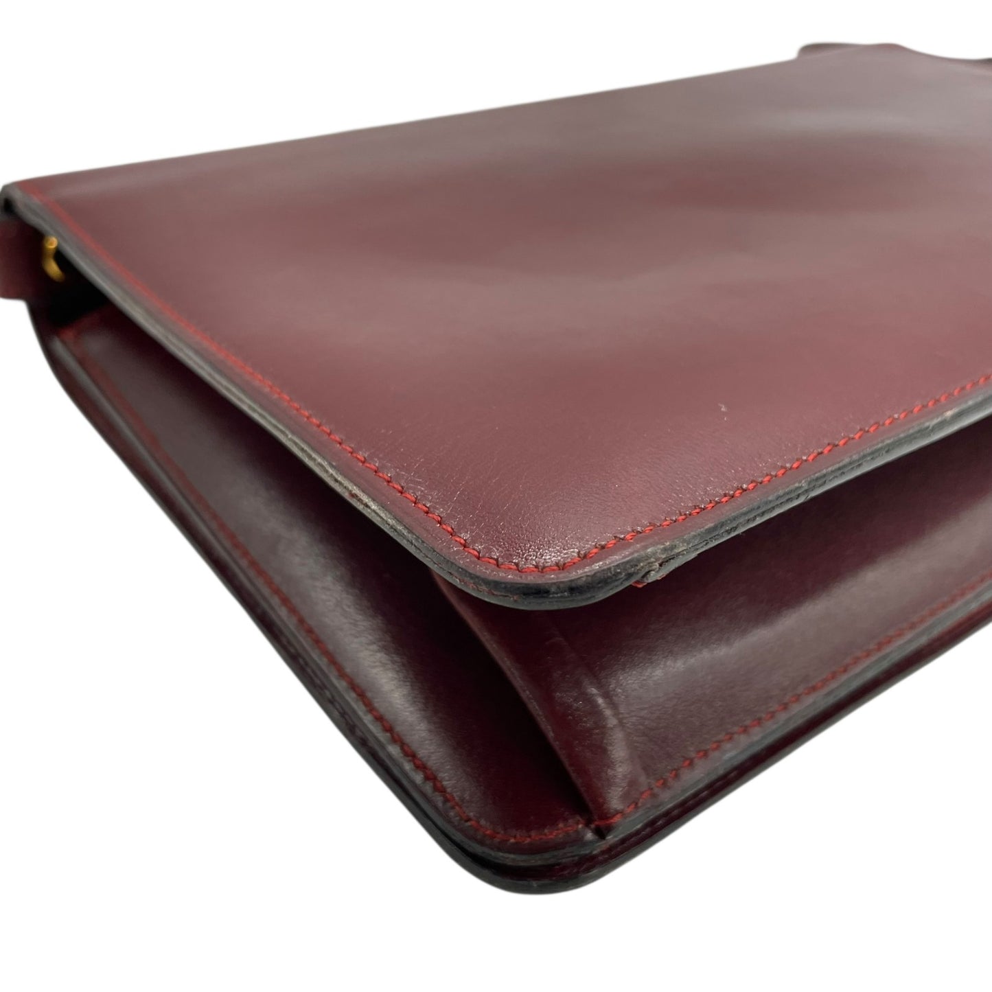 Authentic Christian Dior Shoulder Bag Red Bordeaux Leather Gold Hardware Logo Vintage