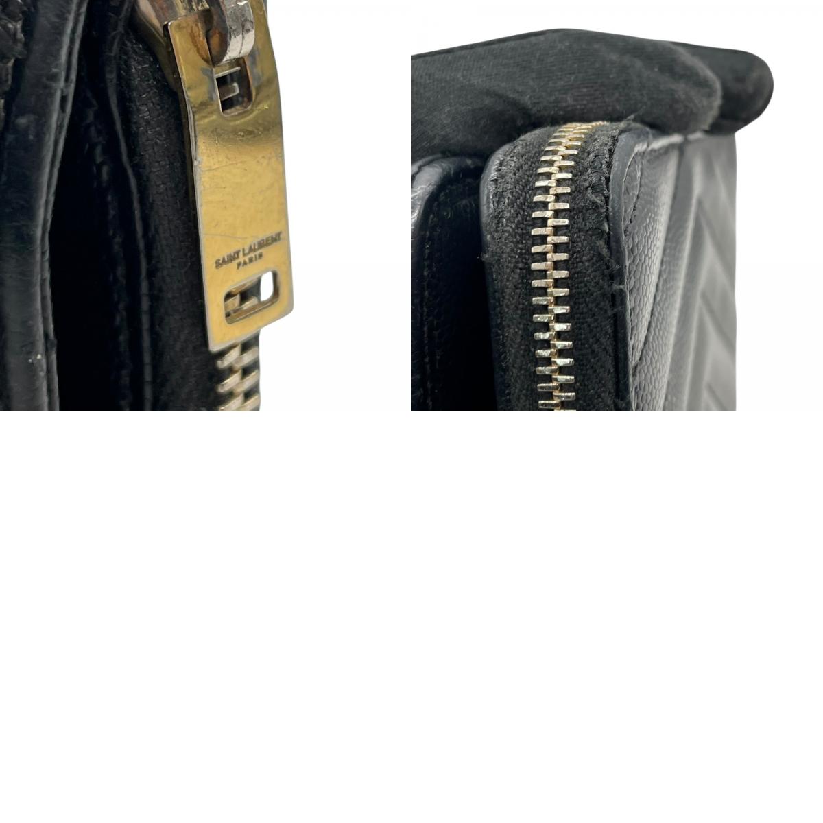 Authentic Saint Laurent Paris Compact Wallet Black YSL Large Logo Caviar Leather Gold Hardware Women