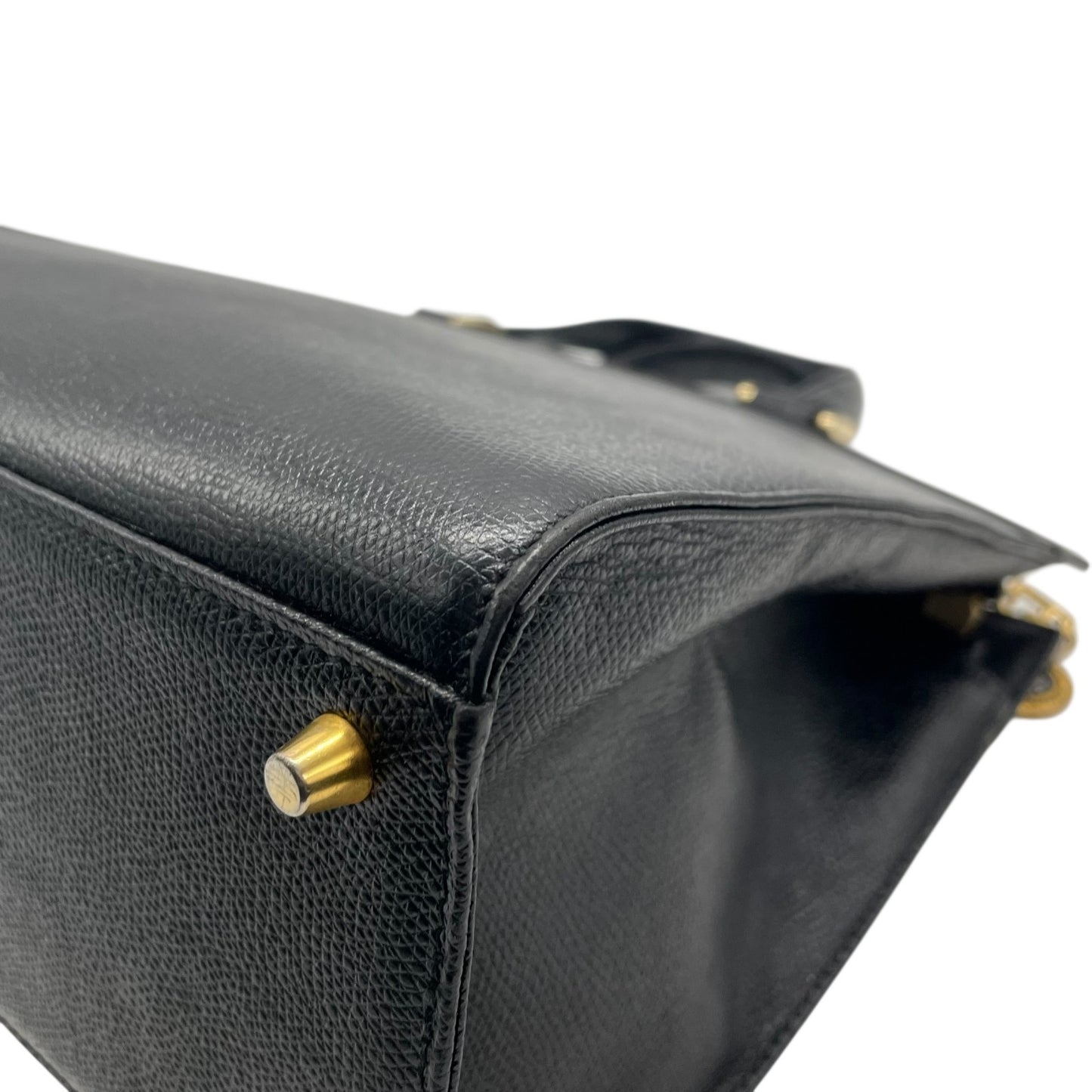 Authentic GIANNI VERSACE Black Sunburst Embossed Leather Handbag Gold Hardware Vintage Archive Women