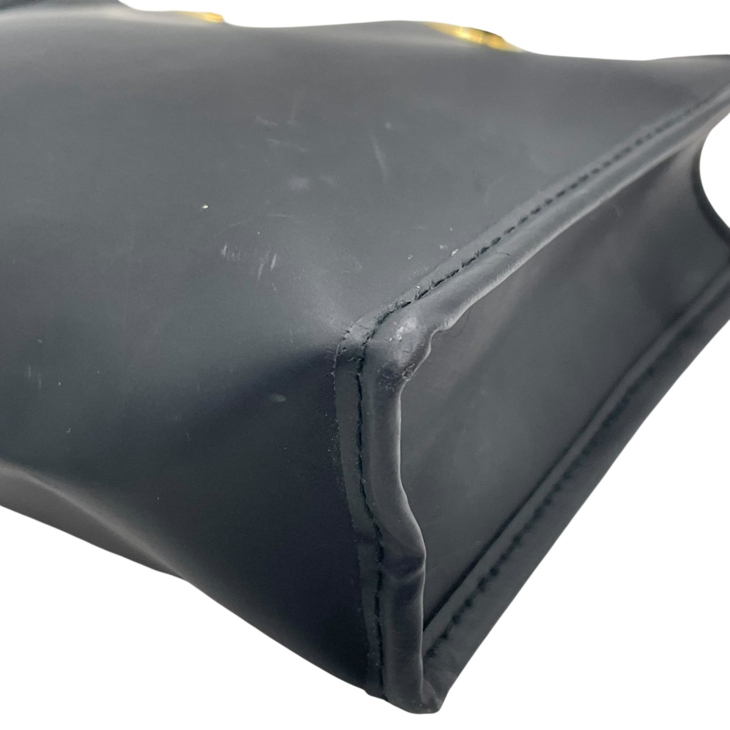 フェンディ FENDI ミニハンドバッグ ポーチ 黒 ブラック PVC ロゴ ゴールド金具 レディース K10