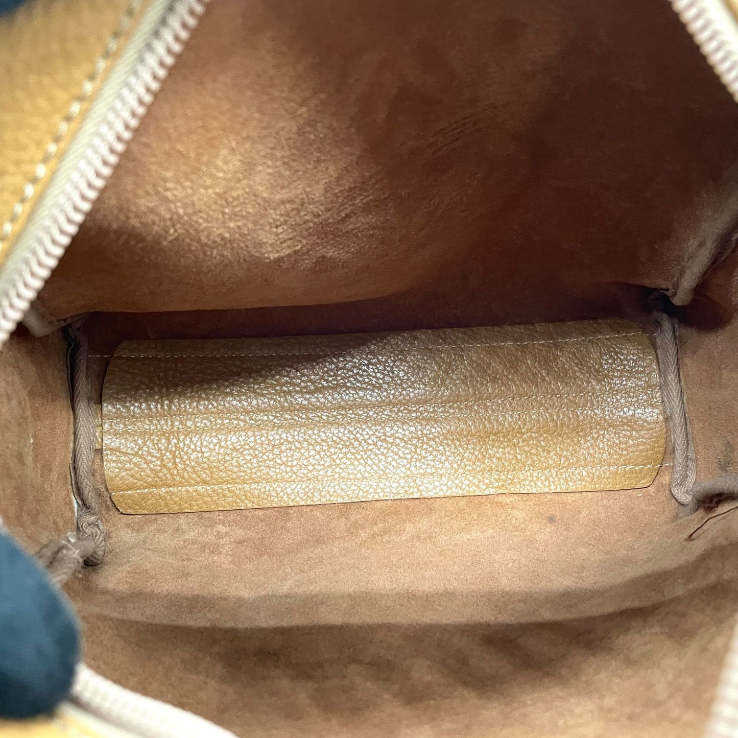 Authentic LOEWE Anagram Embossed Leather Shoulder Bag Camel Gold