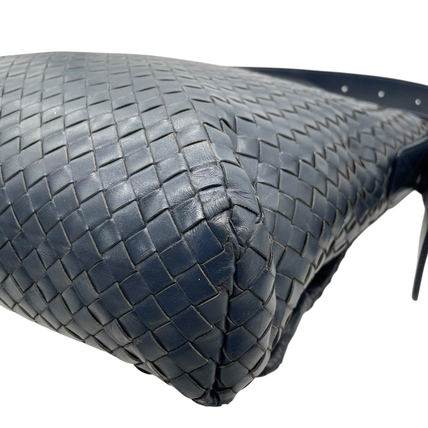 Authentic BOTTEGA VENETA Intrecciato Leather Shoulder Messenger Bag Navy Unisex