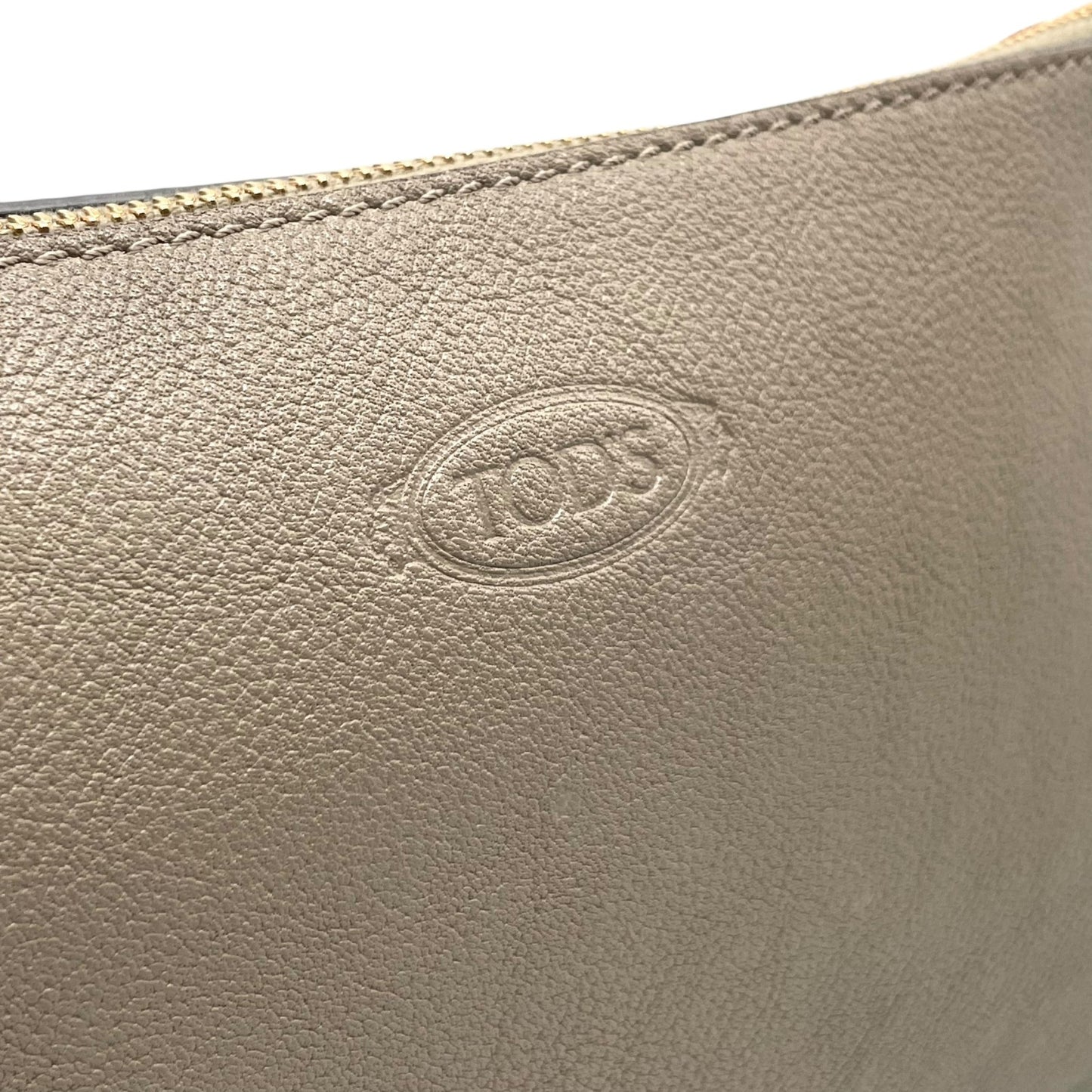 極美品 TOD'S トッズ T タイムレス レザー トートバッグ グレージュ ゴールド金具 ポーチ付き 大容量 肩掛け可 レディース 正規品 D