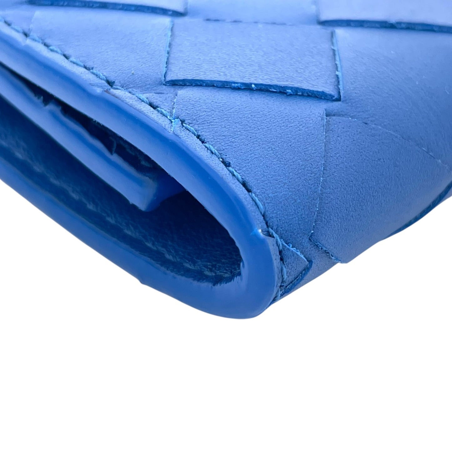 【新品同様】 BOTTEGA VENETA ボッテガヴェネタ マキシイントレチャート コインケース（小銭入れ） レザー ブルー 保存箱付き 正規品 ユニセックス M5