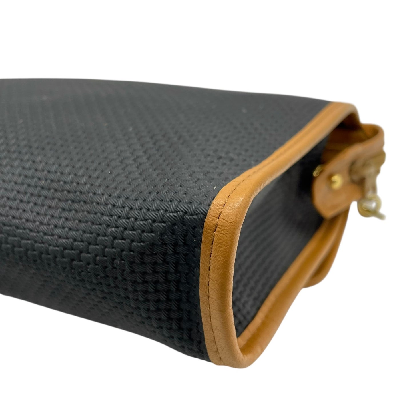 美品 Yves Saint Laurent イヴ サンローラン クラッチバッグ YSLロゴ 紺 ネイビー キャメル ブラウン PVC レザー ゴールド金具 ファスナー開閉 フラップ メンズ レディース ヴィンテージ B3