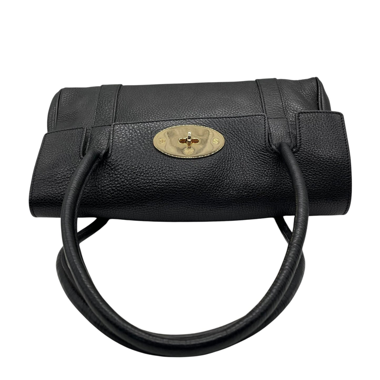 未使用級 美品 MULBERRY マルベリー ベイズウォーター ハンドバッグ トートバッグ 黒 ブラック レザー シボ革 ゴールド金具 肩掛け可 ターンロック レディース E