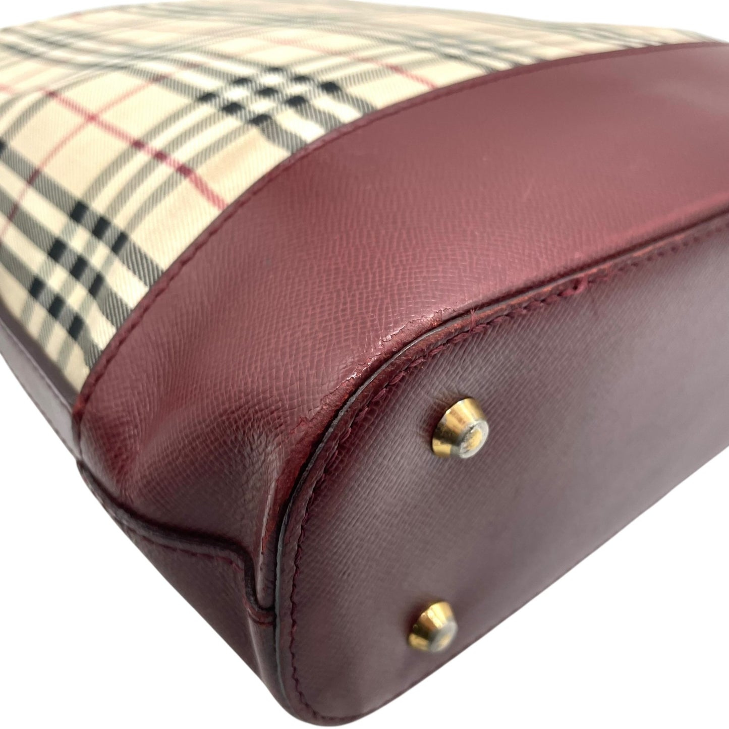 バーバリー Burberry ヴィンテージ ショルダーバッグ ハンドバッグ ノバチェック 赤 ボルドーレザー ワンショルダー C8