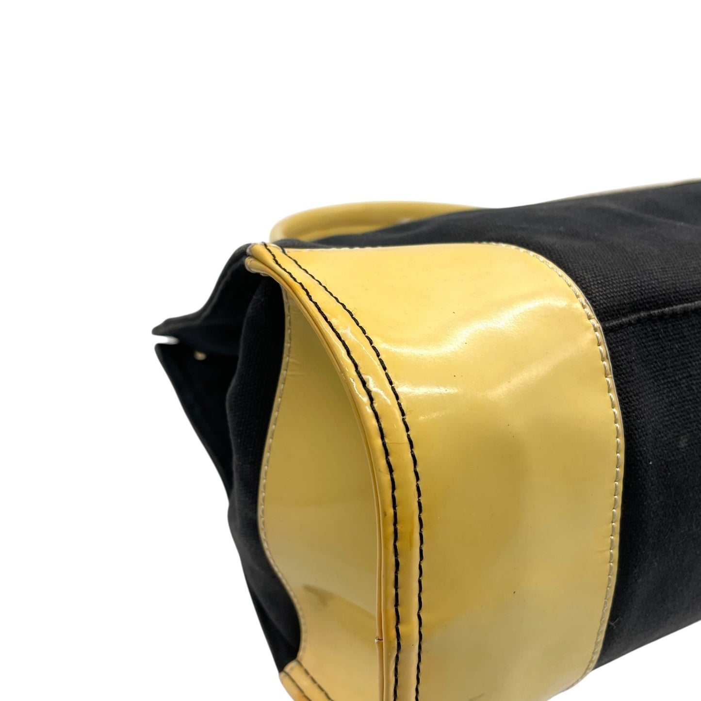 Tory Burch トリーバーチ トートバッグ エラ ロゴパッチ ビッグロゴ ダブルT 黒 ブラック×ベージュ キャンバス U8