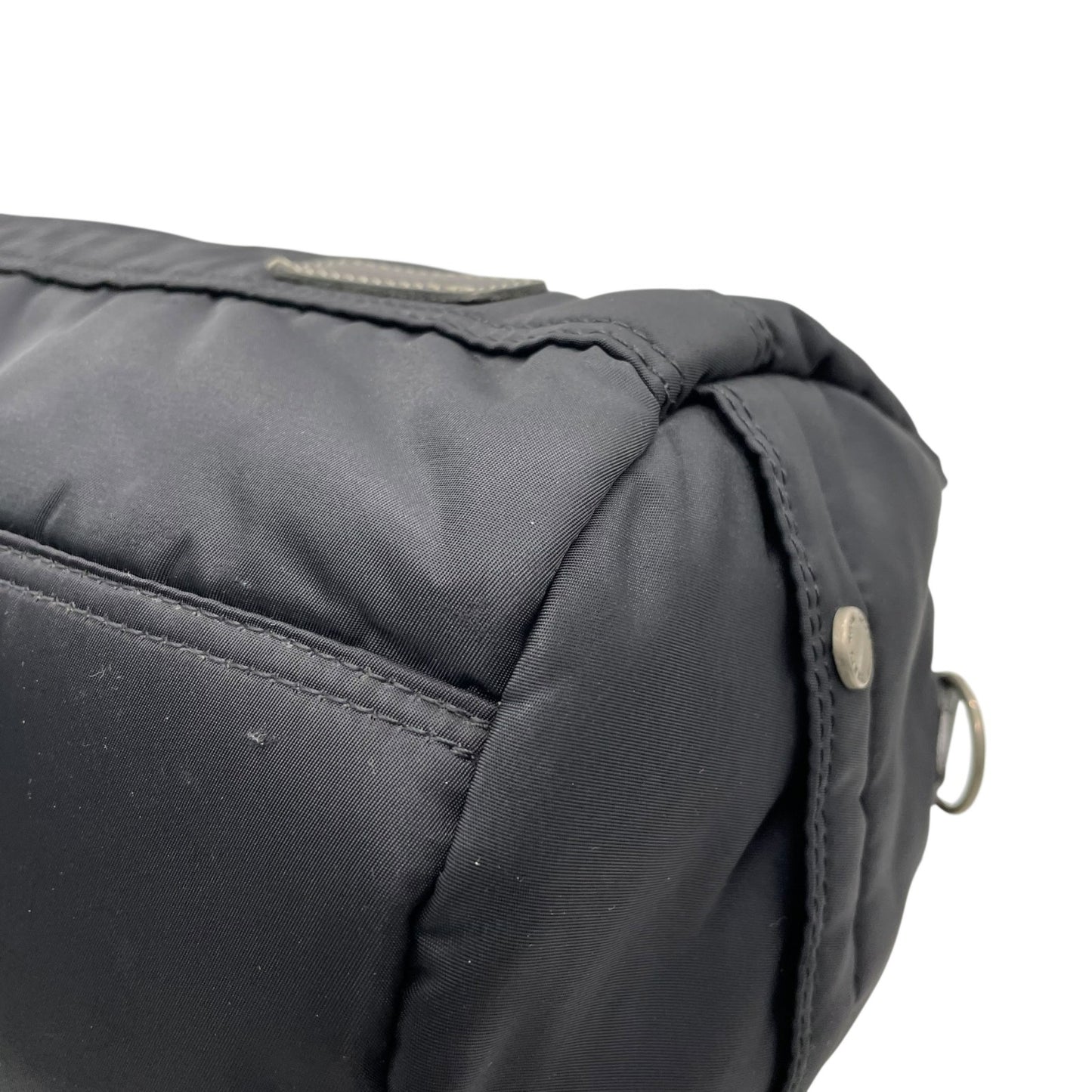 BURBERRY BLUE LABEL バーバリーブルーレーベル 2way ボストンバッグ ショルダーバッグ 斜め掛け可 黒 ブラック ナイロン シルバー金具 ロゴ メンズ レディース S2