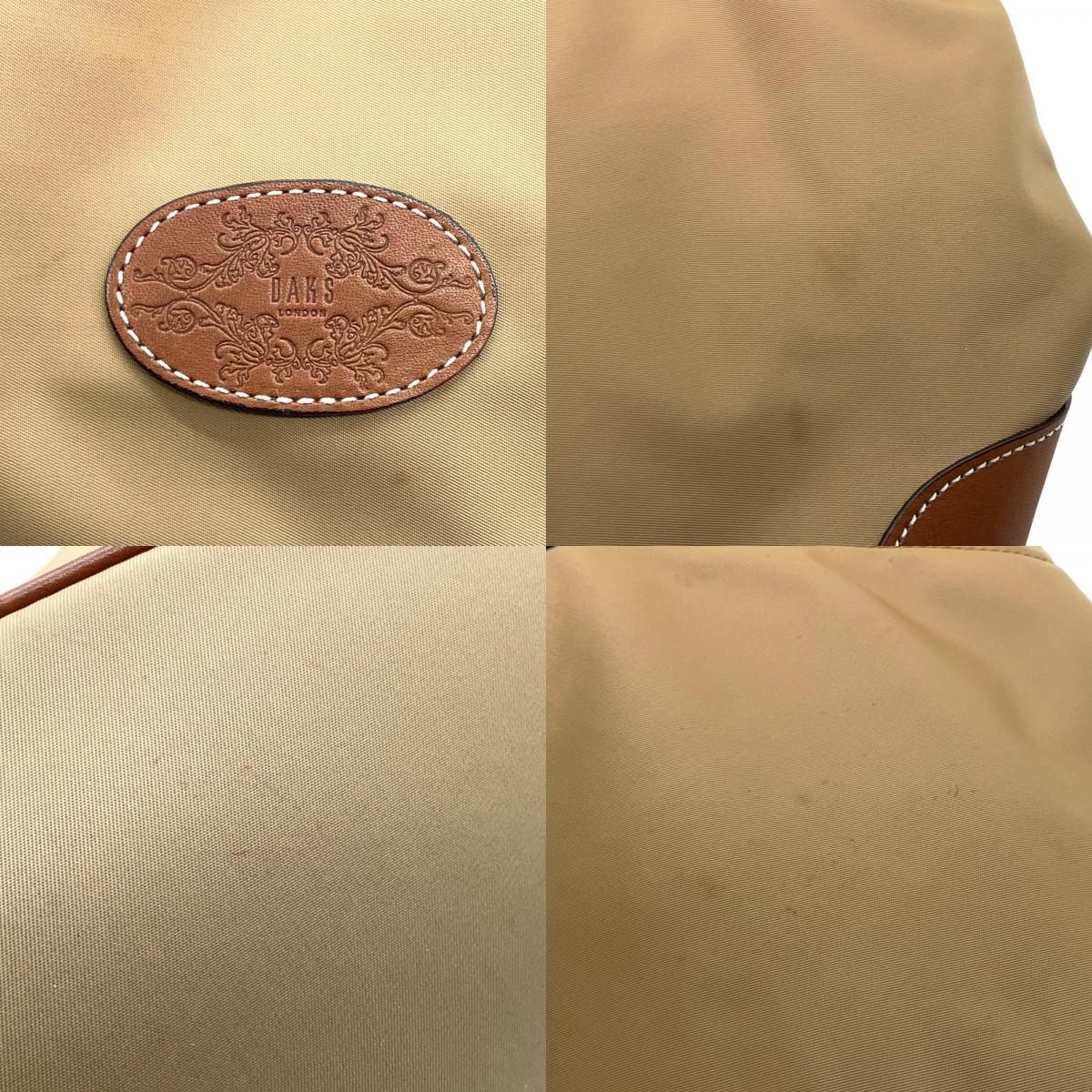 ダックス DAKS トートバッグ ナイロン×レザー ベージュ 茶色 ブラウン A4収納可 レディース メンズ兼用 S68