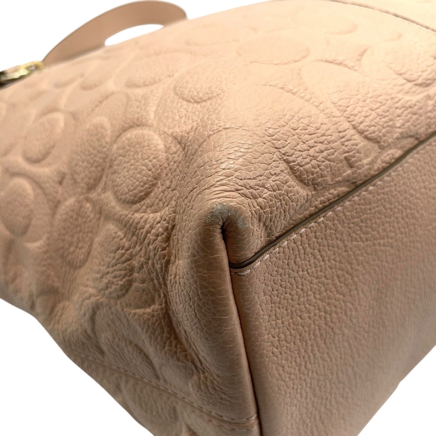 コーチ COACH ショルダーバッグ シグネチャー型押しレザー タッセル付き ベージュ ホーボー トート T3