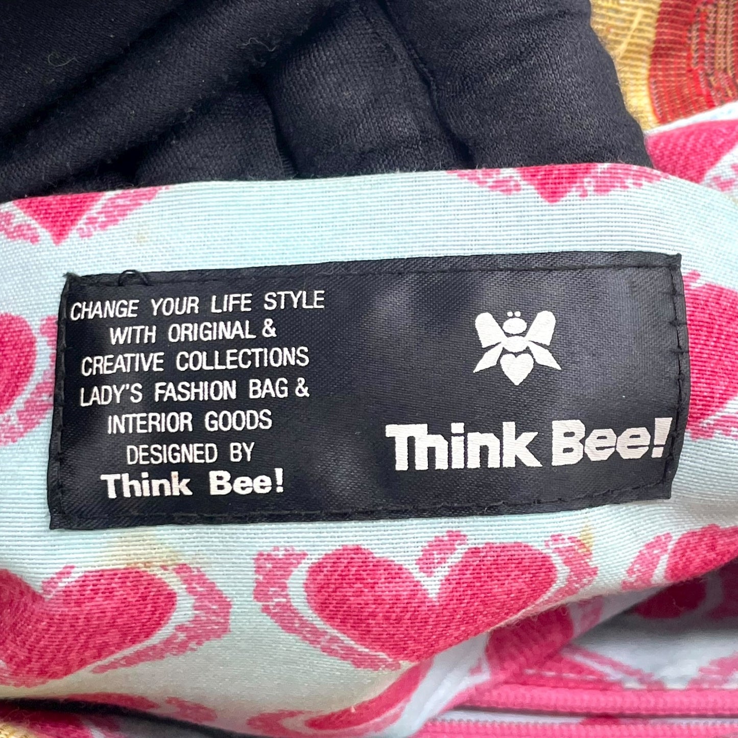 シンクビー Think Bee! ハンドバッグ トートバッグ アメリカ国旗 星柄 ラインストーン スパンコール マルチカラー デニム S90