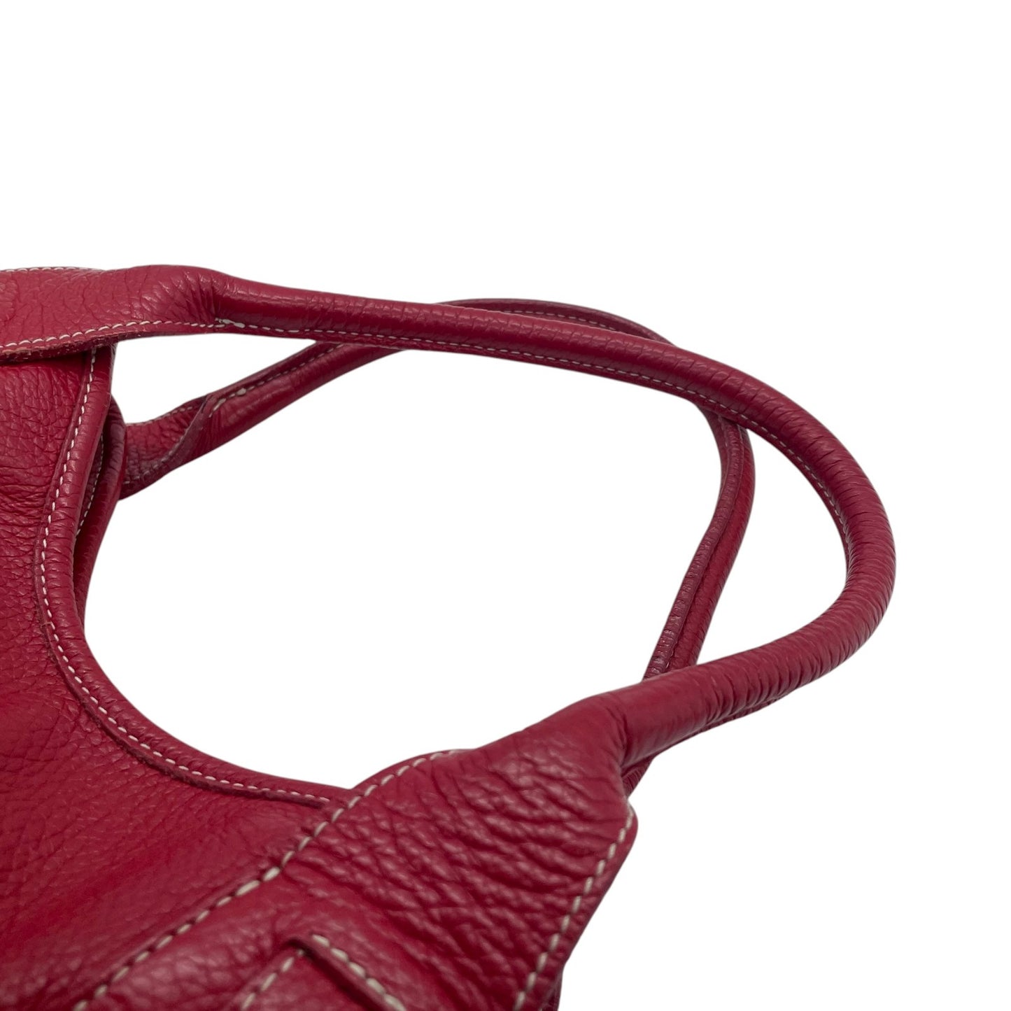 フルラ FURLA レザー ハンドバッグ トートバッグ ショルダー付き 赤 レッド シルバー金具 S93