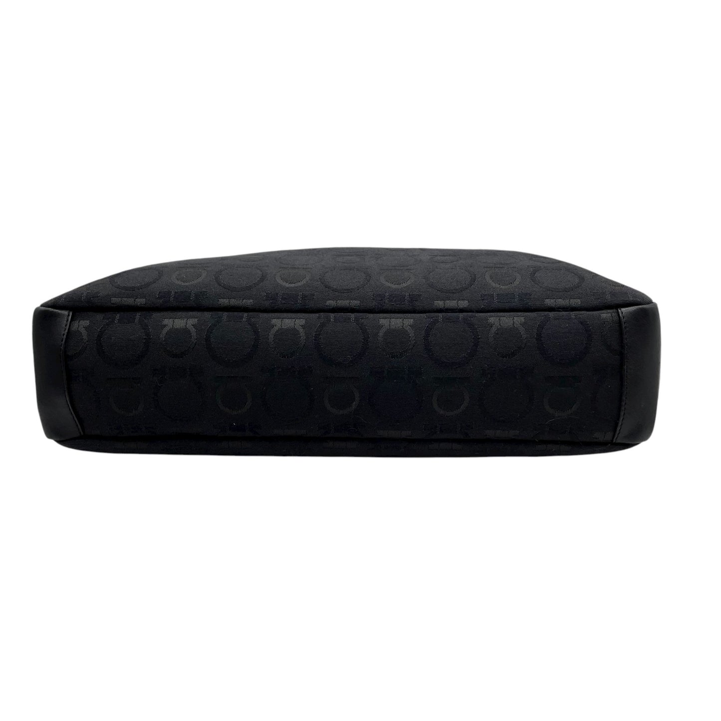 サルヴァトーレ フェラガモ Salvatore Ferragamo ガンチーニ ショルダーバッグ トートバッグ キャンバス 黒 ブラック シルバー金具 ロゴ ワンショルダー C3