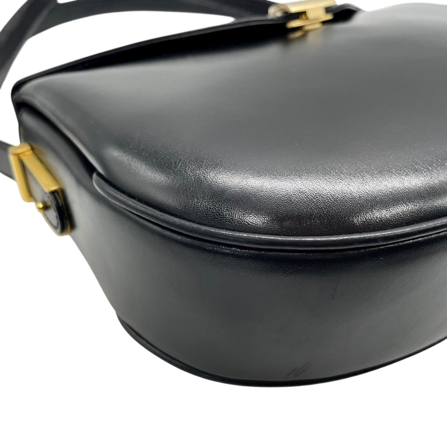 美品 バリー BALLY ショルダーバッグ ワンショルダー ハンドバッグ 2WAY レザー 黒 ブラック 金金具 ゴールド金具 トライアングルロゴ フラップ ヴィンテージ D4