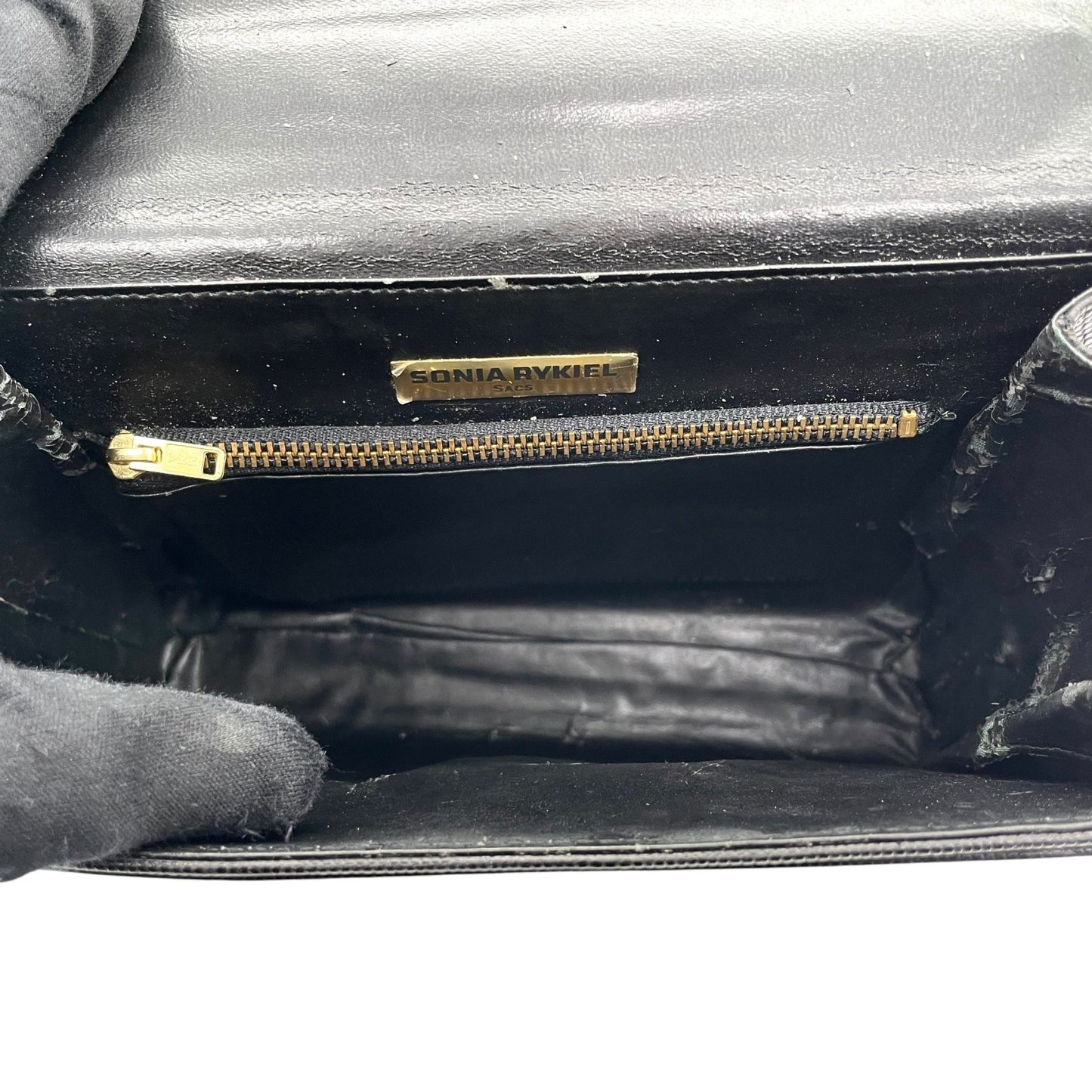 ソニアリキエル SONIA RYKIEL 型押し レザー ハンドバッグ ショルダーバッグ 2WAY 黒 ブラック 金金具 ゴールド金具 フォーマル S51