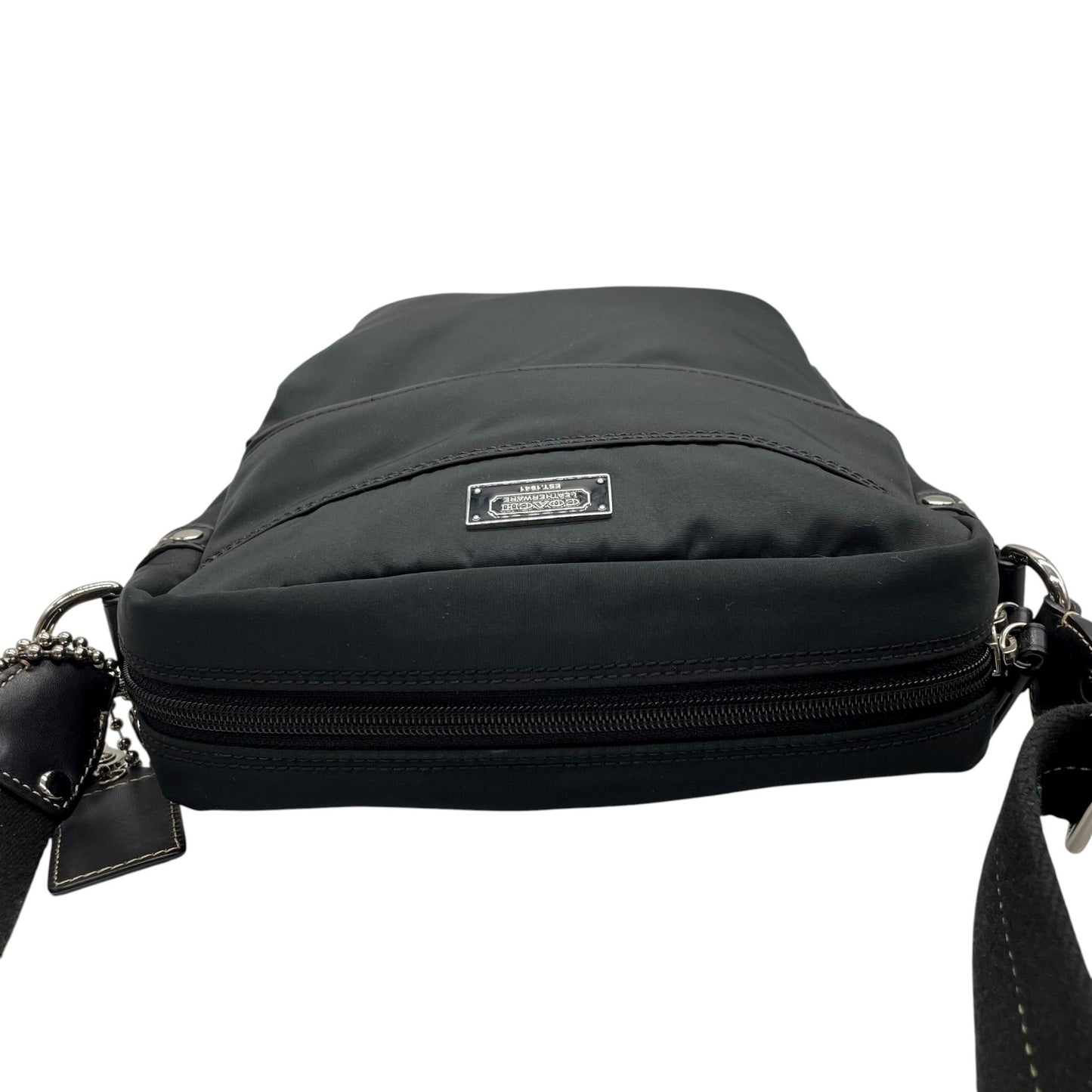 未使用級 美品 コーチ COACH ナイロン レザー ショルダーバッグ クロスボディ 70204 黒 ブラック 軽量 メンズ レディース S24