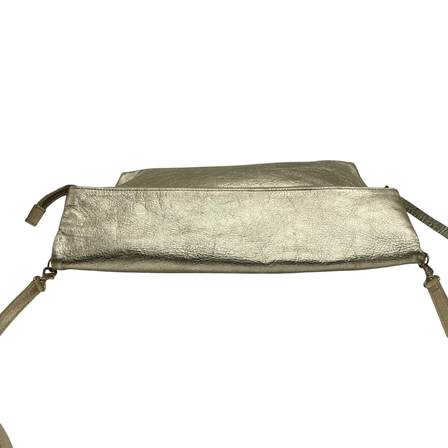 美品 ピンキーアンドダイアン Pinky & Dianne メタリック 金 ゴールド 2WAY ショルダーバッグ クラッチバッグ レザー調 T4