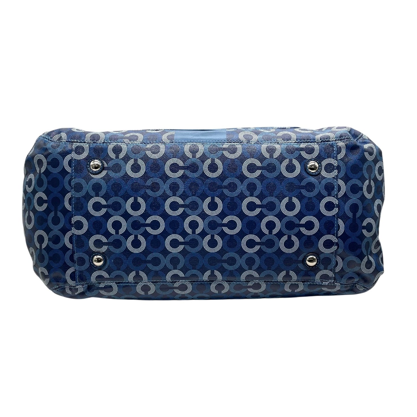 美品 コーチ COACH トートバッグ ショルダーバッグ 2WAY シグネチャー サークル柄 紺 ネイビー A4収納可 ショルダーストラップ付 U10