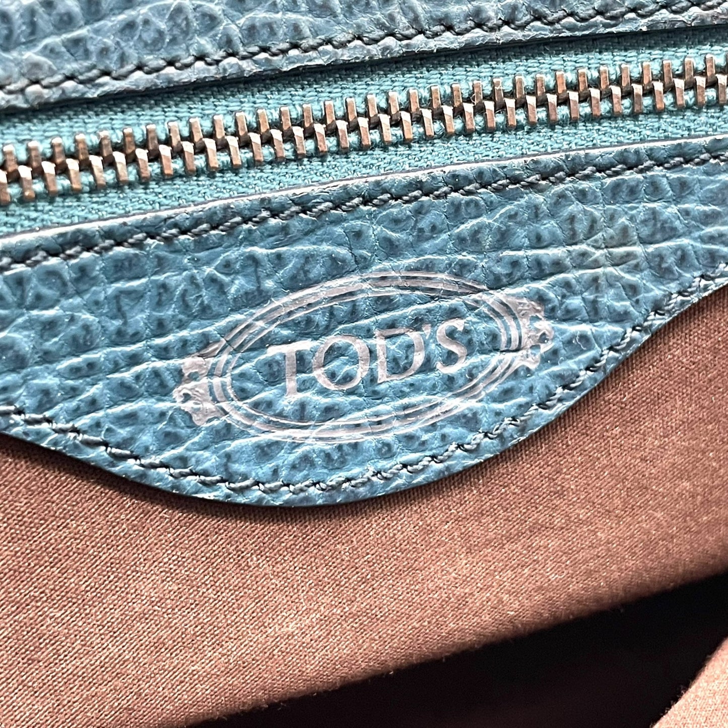 トッズ TOD’S ハンドバッグ ミニボストン グレインレザー 青 ブルー シルバー金具 レディース A7