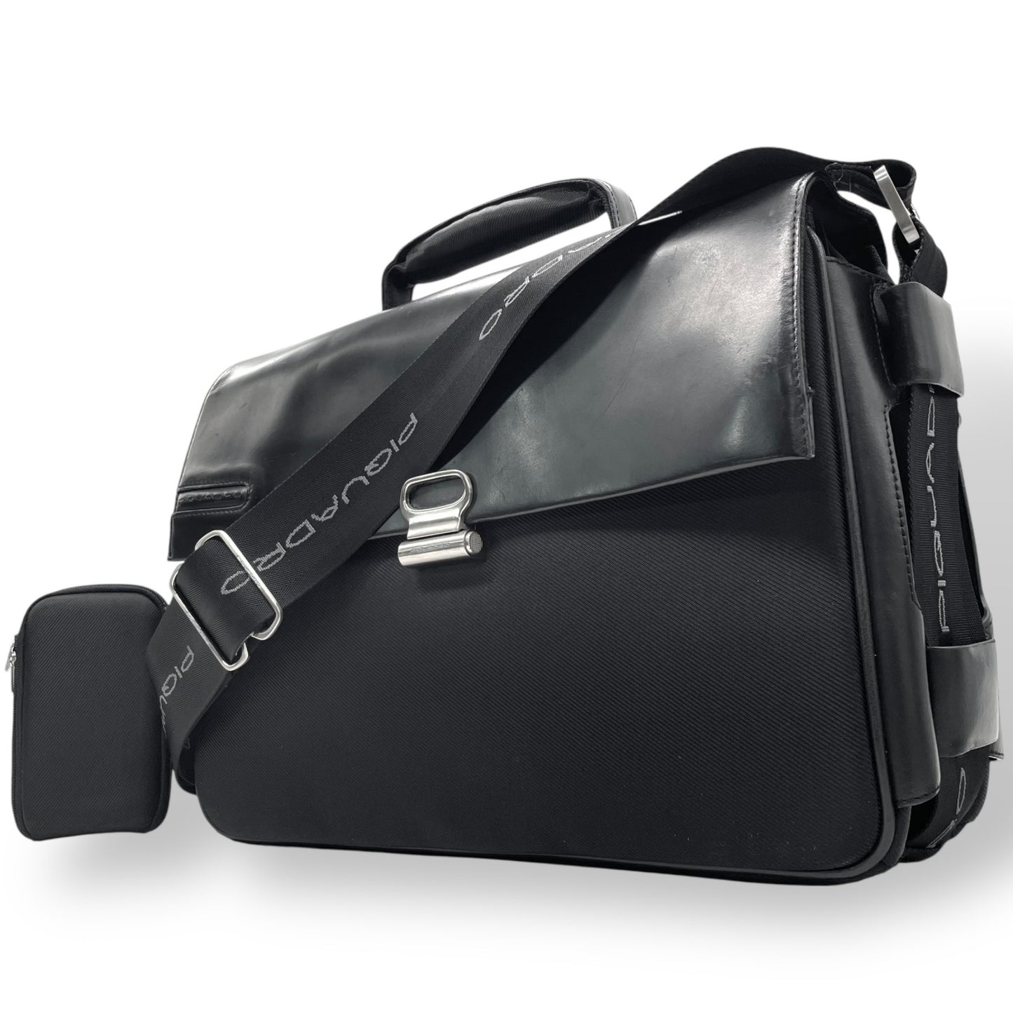 ピクアドロ Piquadro ビジネスバッグ ショルダーバッグ ナイロン×レザー 黒 ブラック メンズ 通勤 2WAY イタリア製 E