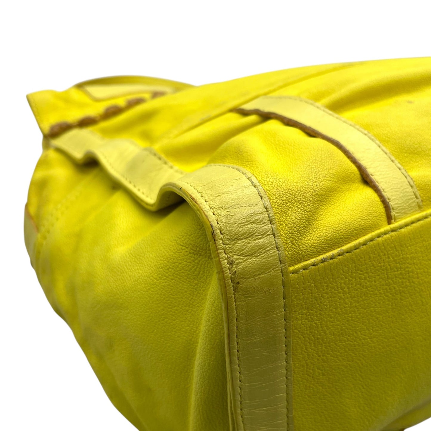 シーバイクロエ SEE BY CHLOE ハンドバッグ トートバッグ 黄色 レモンイエロー レザー ゴールド金具 ロゴ ベルト フリル ファスナー開閉 肩掛け可 レディース U12