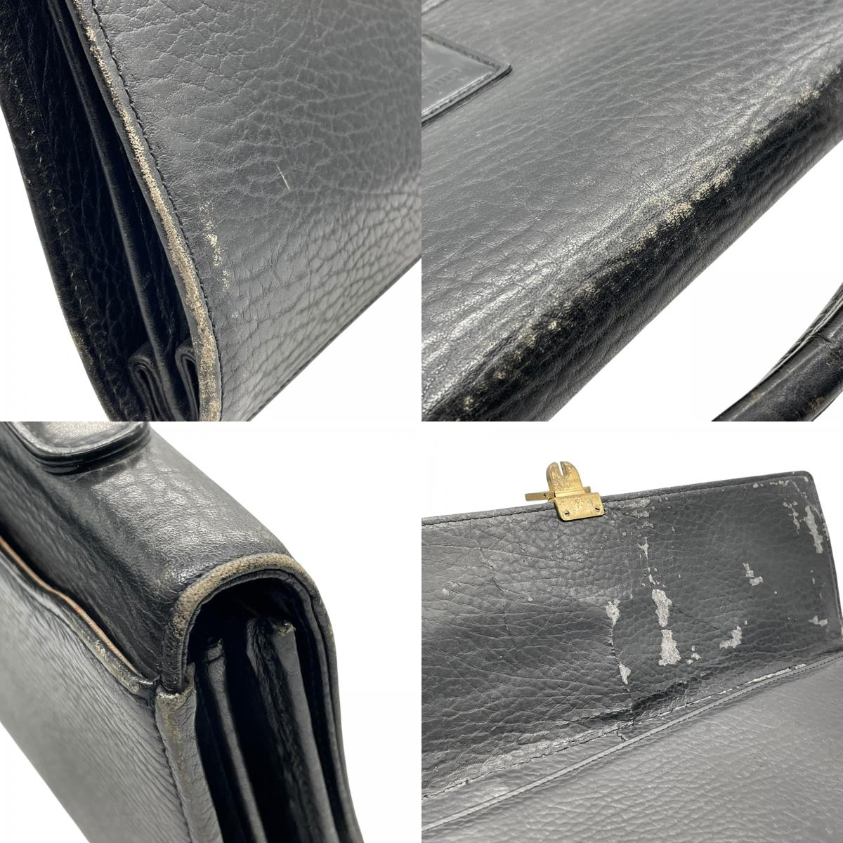 バーバリー BURBERRY ビジネスバッグ ブリーフケース ダレスバッグ ブラック 黒 レザー シボ革 ゴールド金具 ホースロゴ ヴィンテージ メンズ B